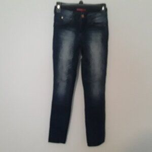 YMI ladies size 0 dark blue stonewash jeggings a/zipper and button fly
